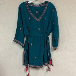 World Market Women Embroidered Boho Kaftan Midi dress cover up size s/m